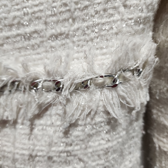 Boston Proper White Tweed Jacket Size 4 - Picture 5 of 9